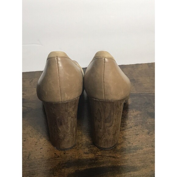 Banana Republic Heels Womens 7 Brown Taupe Leather Suede Open Toe Pump Office - Picture 4 of 10
